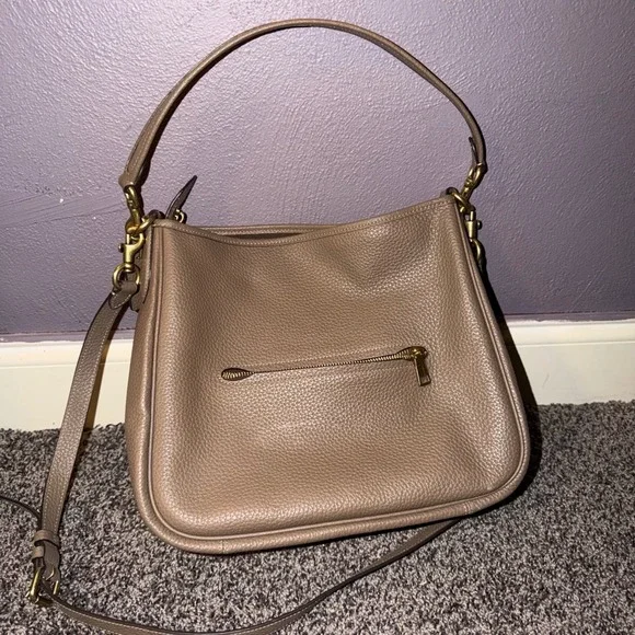 Coach Cary Shoulder Bag Dark Stone Pebble Leather Crossbody Hobo - Picture 4 of 15